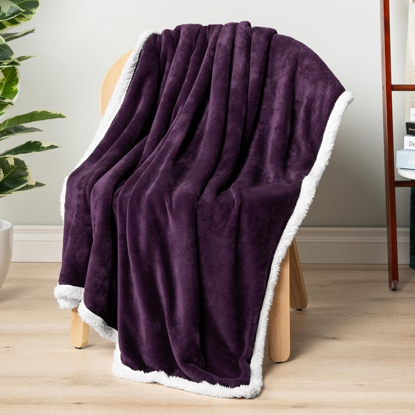 Sherpa Fleece Throw Blanket for Couch, Purple, Plush Soft Fuzzy Sofa Blanket, Cozy Reversible Winter Throw for Women Men, 50X60 Inches