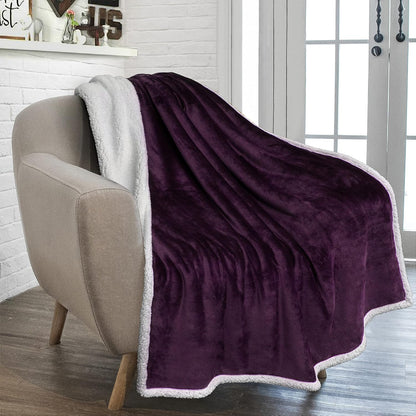 Sherpa Fleece Throw Blanket for Couch, Purple, Plush Soft Fuzzy Sofa Blanket, Cozy Reversible Winter Throw for Women Men, 50X60 Inches